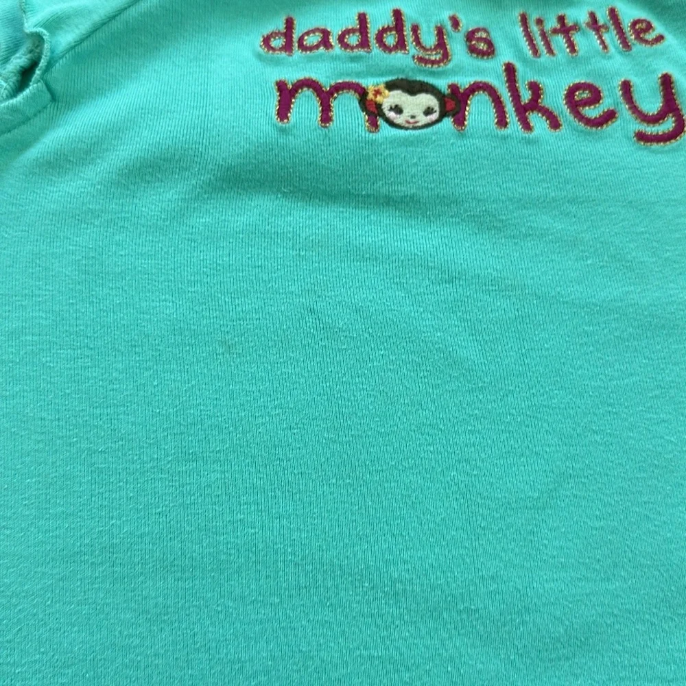 Gymboree Girls Teal Daddy’s Little Monkey Embroidered Tank Top Size 5